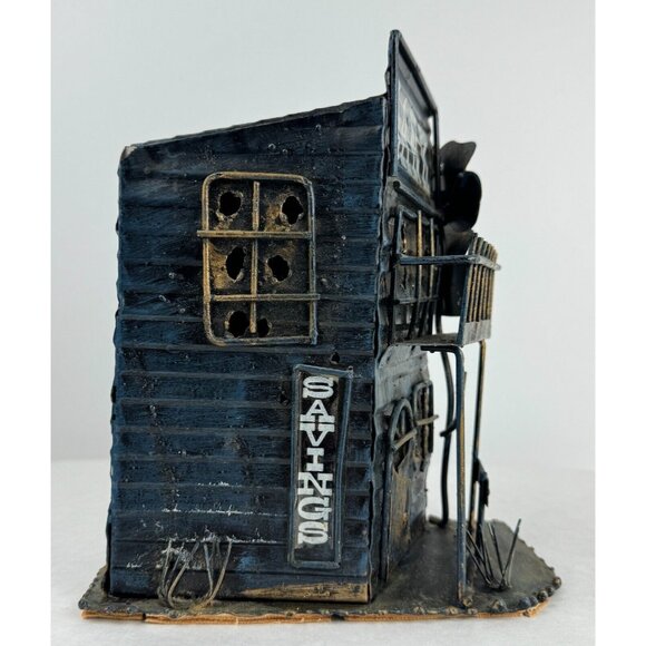 Vintage Tin Ghost Town Savings Bank Coin Box Western Rustic 973691 Halloween - Picture 2 of 10